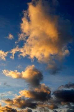 Dramatic cloud atmosphere in the evening sky, mecklenburg-western pomerania,  Stock Photos