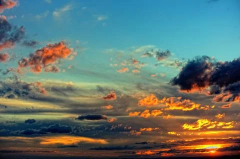 Dramatic cloud atmosphere sunset with clouds Germany Europe Stock Photos
