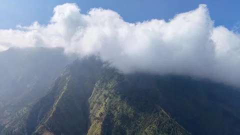 Dramatic Cloud Bank Rolling Over Green Mountain Ridge Stock Footage 346917375