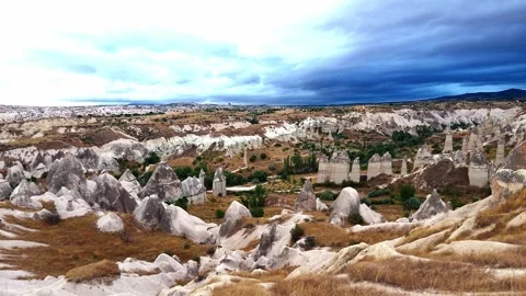 Dramatic Cloud Coverage at Sunrise in Love Valley Cappadocia Stock Footage 346480235