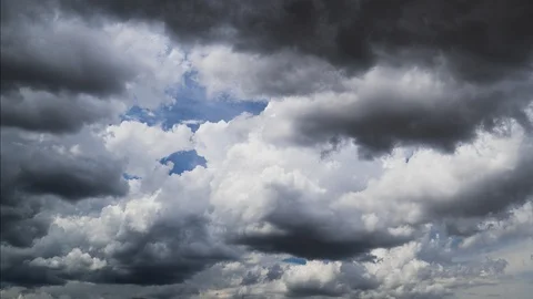 Dramatic cloud formation with blue skies turning dark and stormy 스톡 동영상 124877419