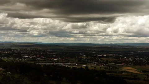 Dramatic Cloud Movement Over Bathurst Cityscape in New South Wales Time Lapse Stock Footage 341270537
