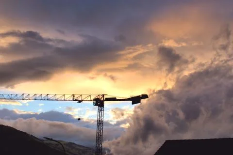Dramatic cloud scenery in the evening over Vaduz in Liechtenstein 2.7.2020 Stock Photos