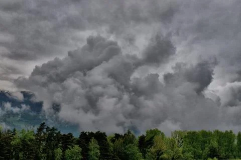 Dramatic cloud scenery over Switzerland 5.5.2020 Stock Photos