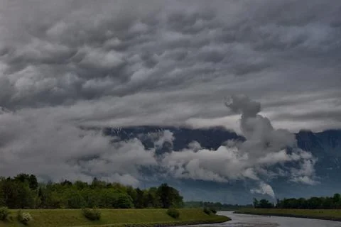 Dramatic cloud scenery over Switzerland 5.5.2020 Stock Photos