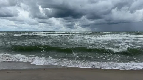 Dramatic Cloud Sky Over Baltic Sea in Storm Stock Footage 320950578