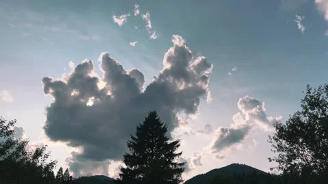 Dramatic Cloud with Sun Rays Breaking Through, Illuminating Clear Sky, 4K, 24fps Video stock 310890499