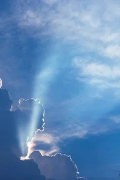 Dramatic cloud sunset time with sunbeams Stock Photos