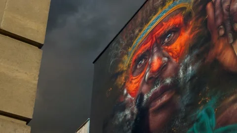 Dramatic cloud Time lapse passing over street art graffiti in bristol Stock Footage 139449514