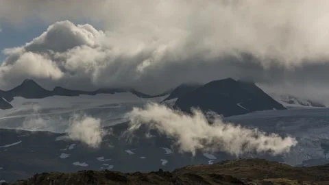 Dramatic clouding above smoerstabbbreen,4k,timelapse Stock Footage 231098646
