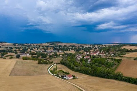 Dramatic clouds above Cuncy les Varzy fields 스톡 사진