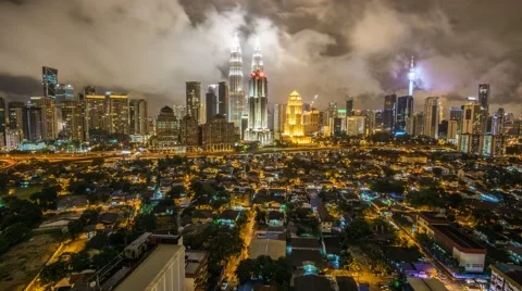 Dramatic Clouds Above Kuala Lumpur Cityscape, Timelapse Video stock 56521364