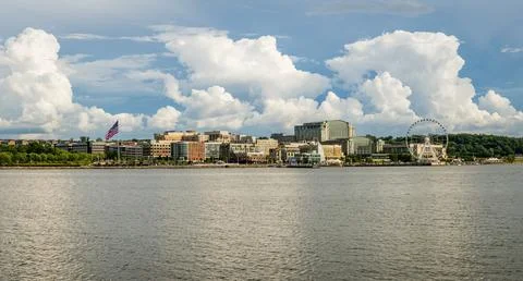 Dramatic clouds above National Harbor in Maryland near Washington DC Stock Photos
