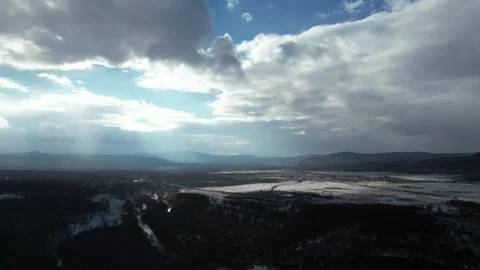Dramatic Clouds Above Open Highland Landscape in Arxan, China Stock Footage 344036689