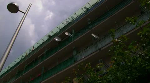 Dramatic Clouds above typical house in Vienna Stock Footage 22243231
