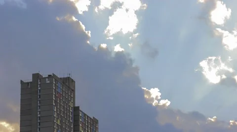 Dramatic Clouds and Afternoon Sun in the City Stock Footage 67751788
