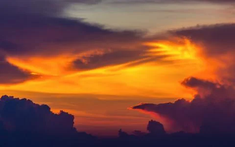 Dramatic clouds and sky of sunset Stock Photos
