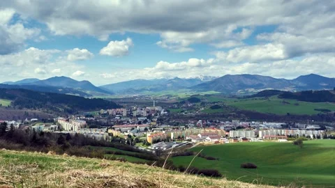 Dramatic clouds and summer city landscape in mountains, Dolny Kubin, Slovakia. Stock-Footage 168920513