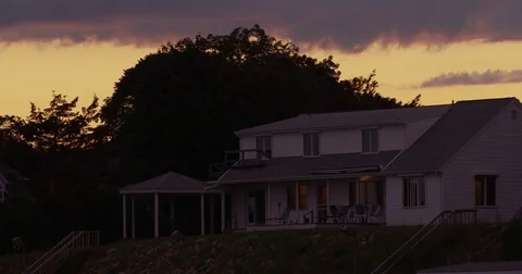 Dramatic clouds and sunset in Branford, Connecticut. Stock Footage 72992096