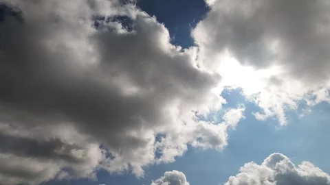 Dramatic Clouds in Blue Sky with Bright Sunlight. Timelapse Stock Footage 346391802