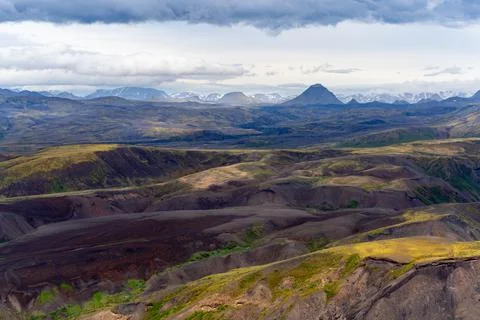 Dramatic clouds coming to the valley of Thorsmork, southern Iceland. View from Stock Photos