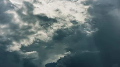 Dramatic clouds on dark stormy sky. Heaven background. Epic cloudscape 스톡 사진