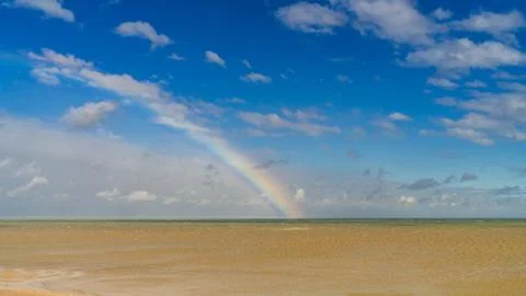 Dramatic clouds float over the coast of the Azov Sea Stock Photos