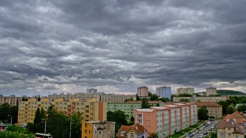 Dramatic clouds flowing over the city Stock Footage 101669112