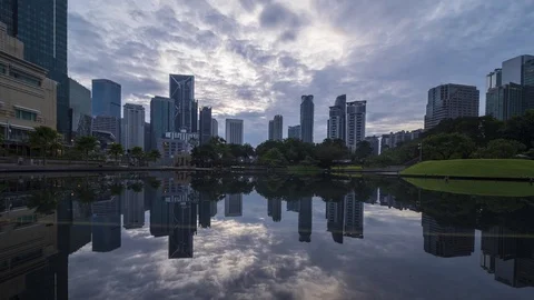 Dramatic clouds motion over Kuala Lumpur city landmark Stock Footage 105087717