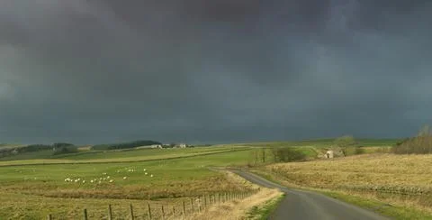 Dramatic clouds near Cawfields on the Hadrian's Wall trail Stock Photos