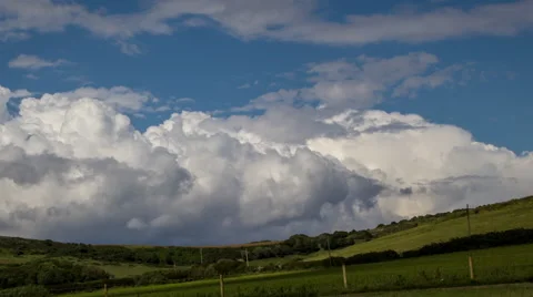 Dramatic Clouds over English Hills Time Lapse Pan Stock Footage 40013582