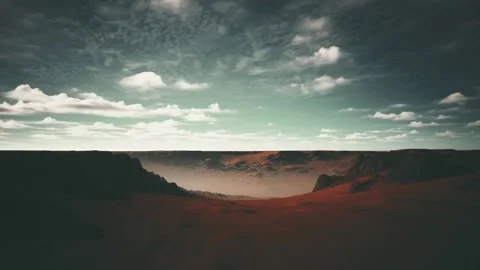 Dramatic Clouds Over Grand Canyon Desert Landscape Cinematic Aerial View Stock Footage 338257269