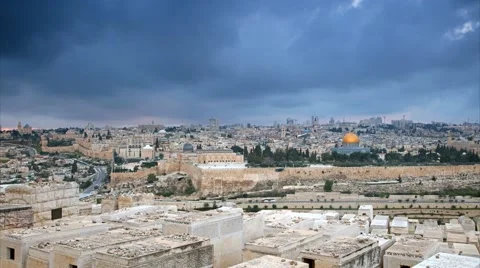 Dramatic clouds over Jerusalem old city, Israel. Time lapse, UHD, 4K Video stock 62617034