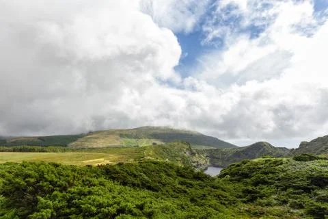 Dramatic Clouds over Lagoa Comprida Stock Photos
