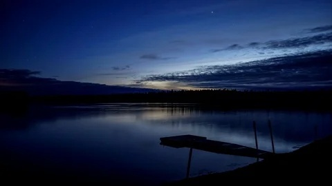 Dramatic clouds over lake 4K time lapse Stock Footage 115619259