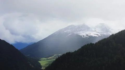 Dramatic Clouds Over the Mountain Landscape of Nauders in Tyrol, Austria Stock Footage 322899641