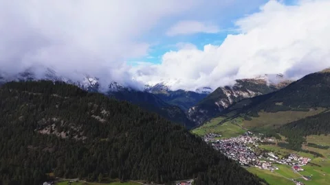 Dramatic Clouds Over the Mountain Landscape of Nauders in Tyrol, Austria Stock Footage 322899709
