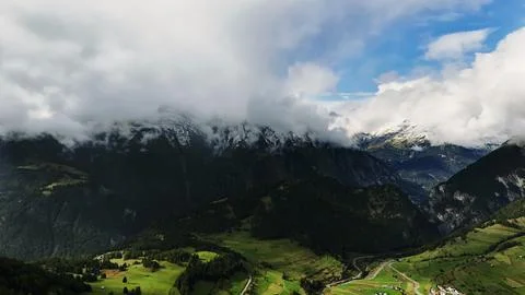 Dramatic Clouds Over the Mountain Landscape of Nauders in Tyrol, Austria Stock Photos