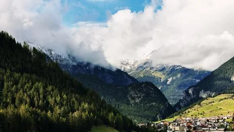 Dramatic Clouds Over the Mountain Landscape of Nauders in Tyrol, Austria Stock Photos
