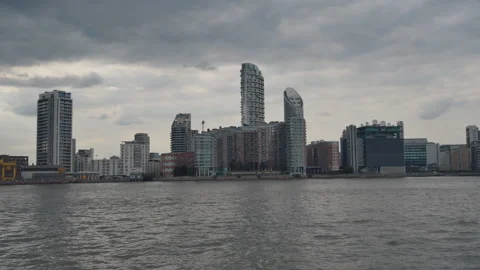 Dramatic clouds over the riverside. London. Stock Footage 93180621