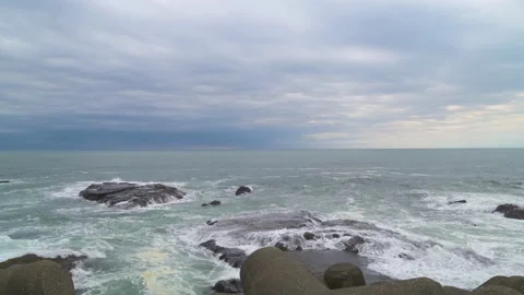 Dramatic clouds over the sea in Enoshima, Kanagawa Prefecture, Japan Stock Footage 194407735