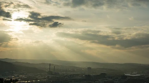 Dramatic clouds over Stuttgart – paning shot Stock Footage 106359571