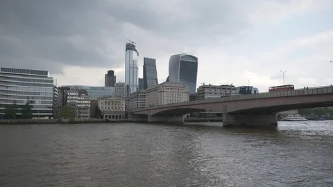 Dramatic clouds over Thames Riverside and London City. Stock Footage 108403482