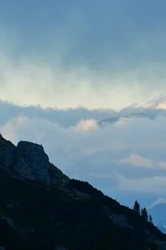 Dramatic clouds panorama Valparola pass Dolomotes Italy Alps Foto stock