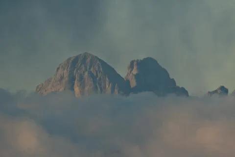 Dramatic clouds panorama Valparola pass Dolomotes Italy Alps Stock Photos