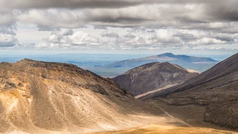 Dramatic clouds sky over volcanic mountains nature in summer day Time Lapse Stock Footage 106342964