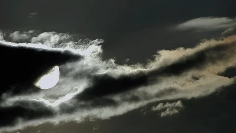 Dramatic Clouds Sun Background On Black Sky Timelapse Stock Footage 115281200