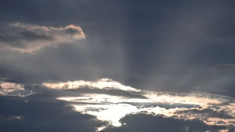 Dramatic Clouds with Sun Rays over Lake Sunset Stock-Footage 345031954