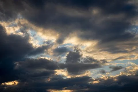 Dramatic Clouds at Sunset Stock Photos