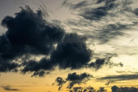 Dramatic Clouds at Sunset Stock Photos